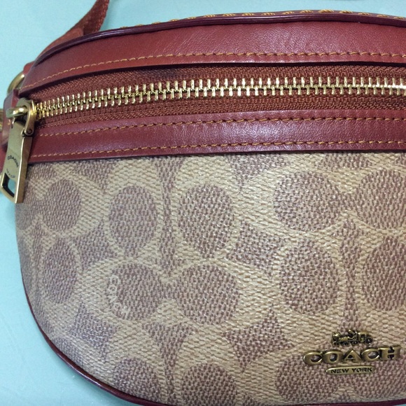 Coach Belt Bag Coated Canvas Signature Monogram Tan Rust Fanny Pack 39937 - Picture 16 of 16